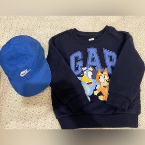 GAP Navy Kids Graphic Sweatshirt with Colorful Cartoon Pups
